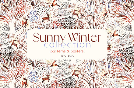 Sunny Winter: patterns & posters, a Decorative Illustration by Mona Ahmed