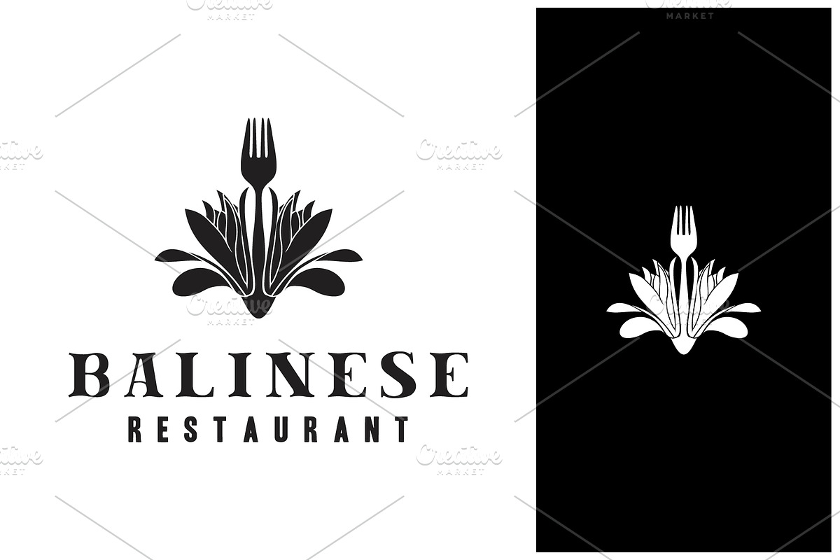Lotus Fork Logo For Restaurant, a Branding & Logo Template by Atlantis X Nurman Arbai (Photo 2 of 2)