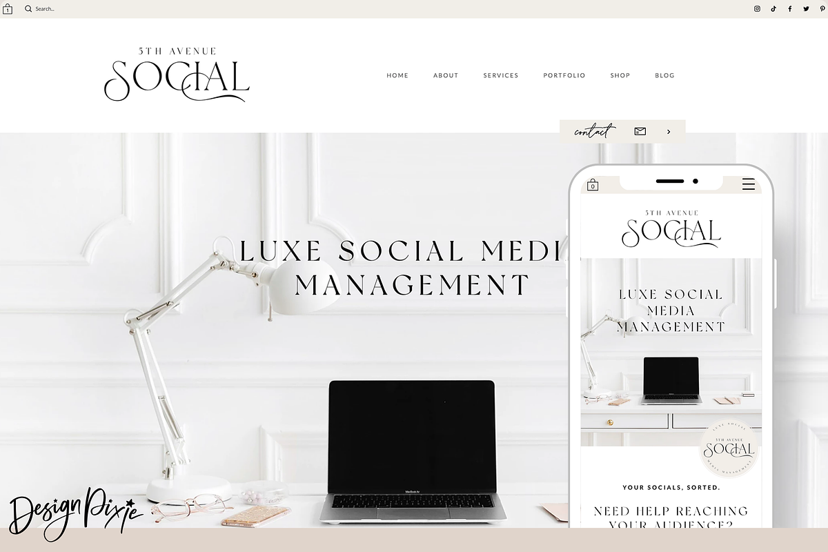 Wix Website - 5th Avenue Social, a Wix Template by Design Pixie (Photo 1 of 7)