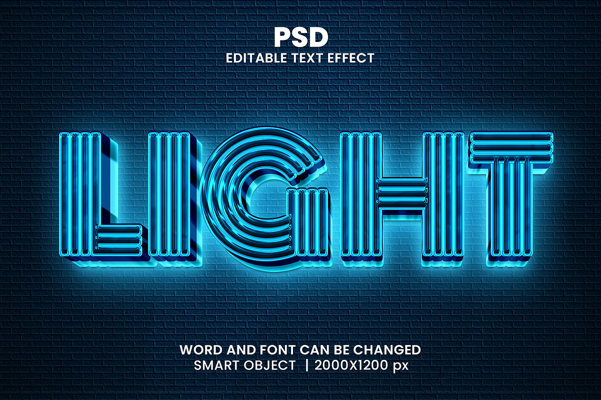 Light 3d Editable Psd Text Effect