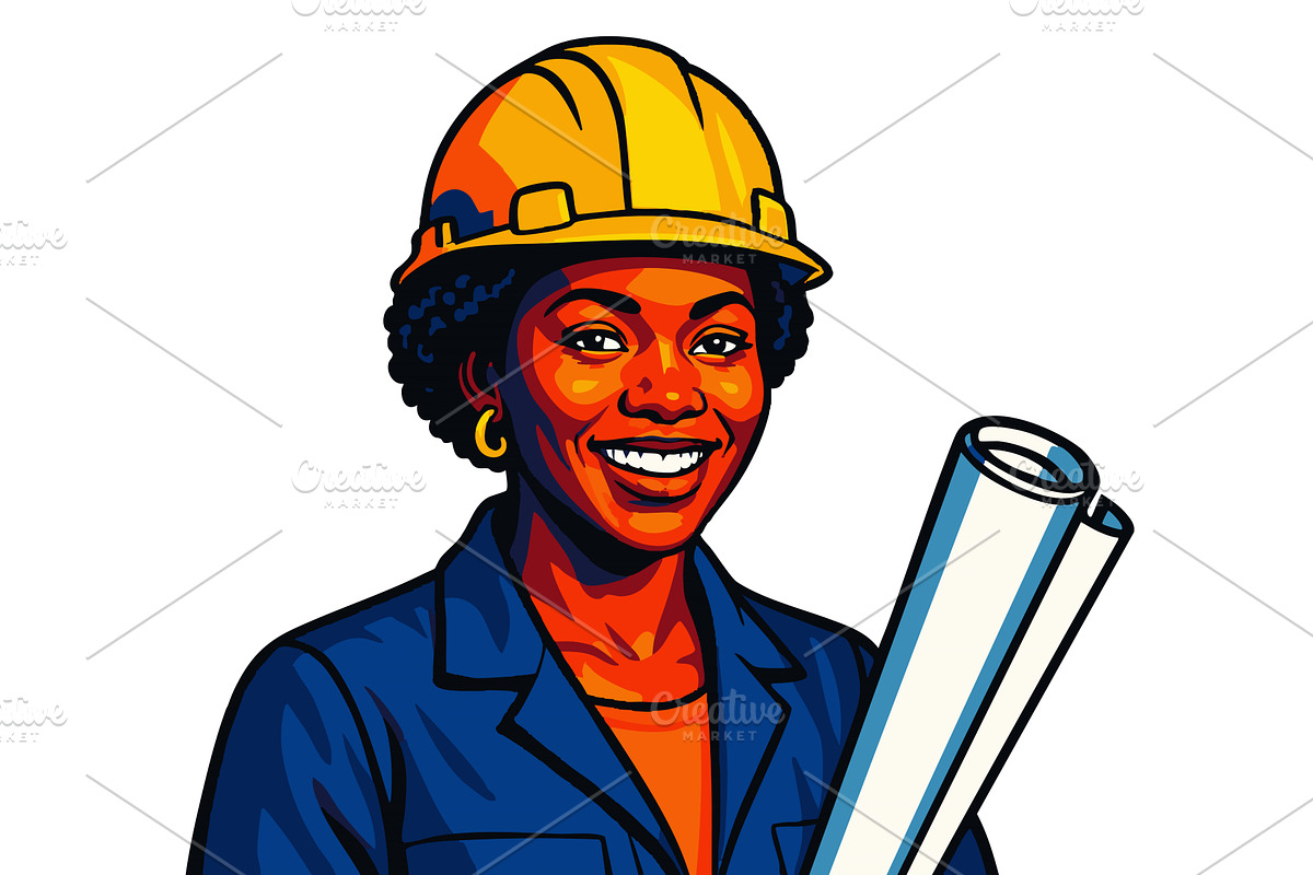 Smiling construction engineer in, an Illustration by AlexArt