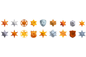 Sheriff Badge Icons Set. Sheriff