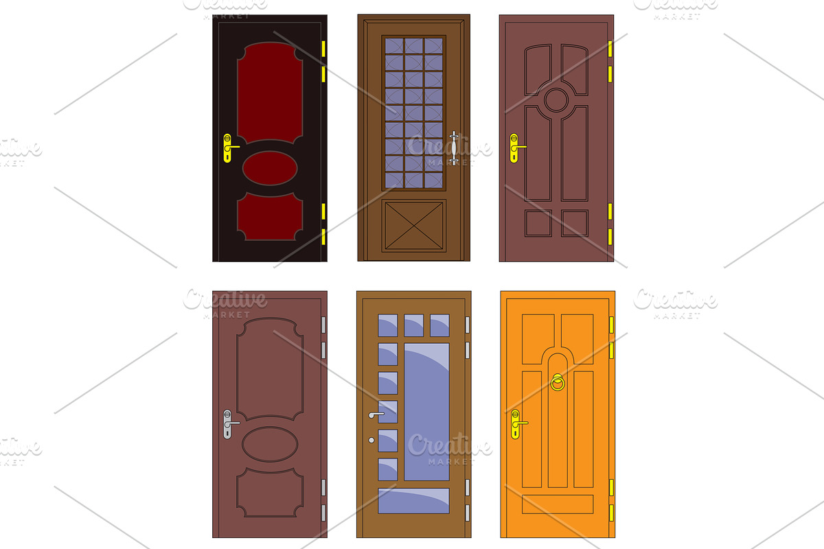 interior and front wooden doors, an Object Illustration by piter.goskov