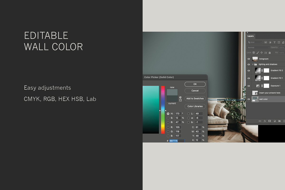 Urban Lounge Wallpaper Mockup #3, a Household Mockup by Blixa 6 Studios (Photo 5 of 7)