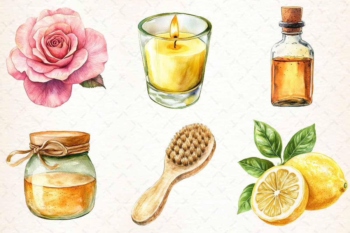 Watercolor Spa Clipart Set PNG, an Illustration by Libby Wishes (Photo 4 of 7)