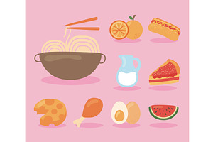 nine food nutritive icons, a Food Illustration by studiogstock