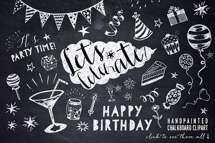 Chalkboard Party Clipart Bundle