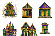 Watercolor Mardi Gras House Clipart, an Illustration by Black Bird Studio (Thumbnail 6 of 6)