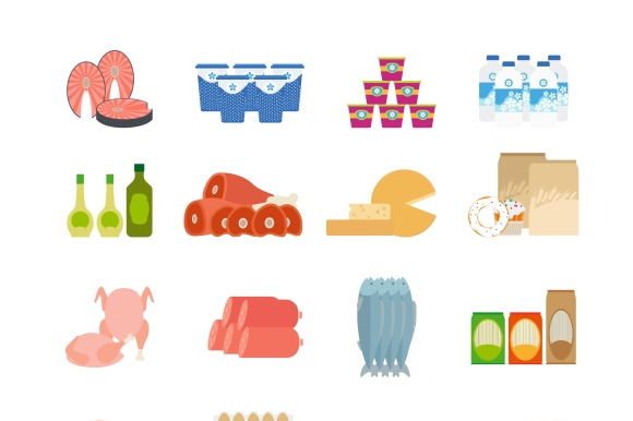 Supermarket Food Flat Icons