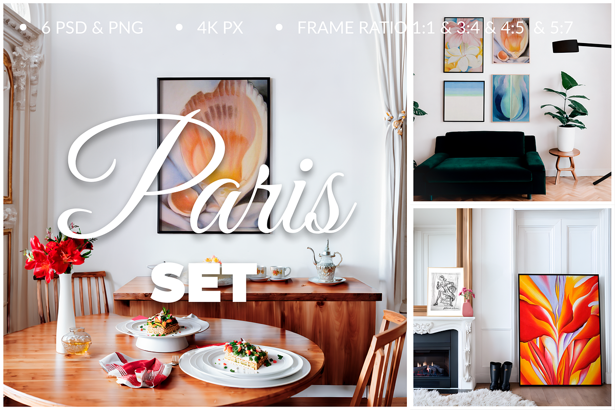 Poster Frame Mockup SET Paris 6 PSD, a Poster Template by SigaSigaMockup (Photo 1 of 4)