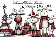 Whimsical Christmas Reindeer Clipart, an Illustration by Creative Art (Thumbnail 1 of 13)