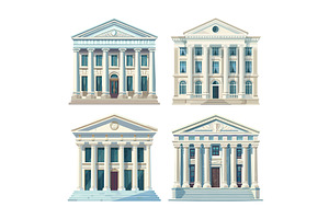 Banks cartoon vector set. Columns, an Object Illustration by Stock-Smart-Start