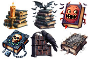 Spooky Books Library Clipart, an Illustration by Pixels.Craft (Thumbnail 2 of 7)