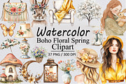Boho Floral Spring Clipart, an Illustration by Design Market (Thumbnail 1 of 3)