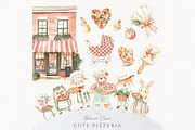 Pizza Shower Cute Pizzeria Animals, a Food Illustration by Invite to Clipart (Thumbnail 1 of 8)