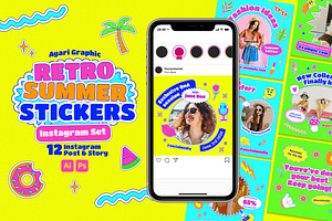 Retro Summer Stickers Instagram Set