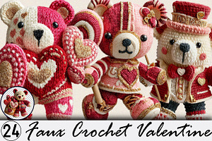 Faux Crochet Valentine Clipart Bundl, an Illustration by SVGArt
