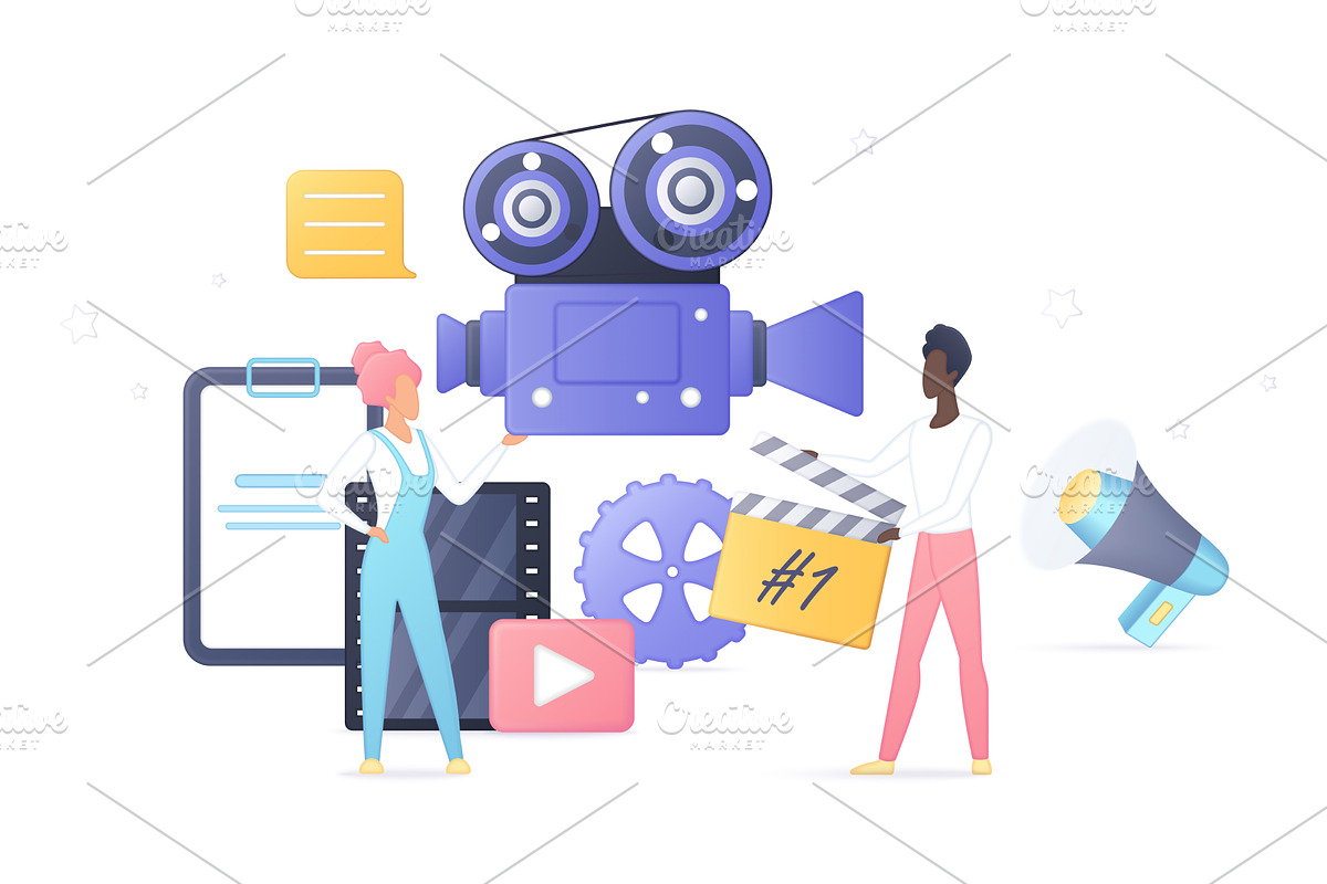 Modern cinema production volumetric, a Technology Illustration by Lemberg Vector