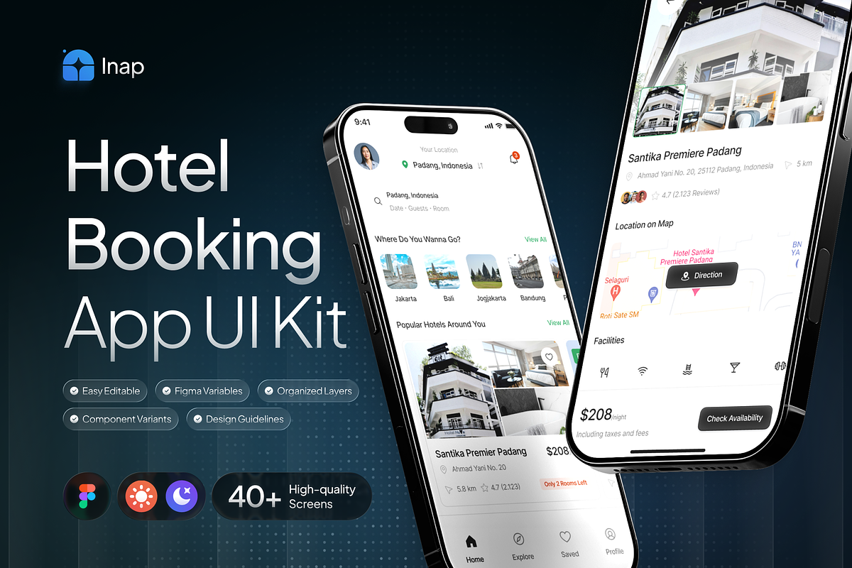 INAP - Hotel Booking App UI Kit, an UI Kit Template by Rafiq | YDN (Photo 1 of 6)