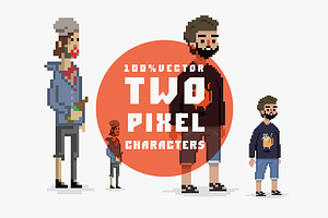 Pixel style guys 100% vector