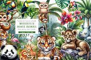 Cute Jungle Animals Clipart, an Illustration by CreationArt (Thumbnail 1 of 5)