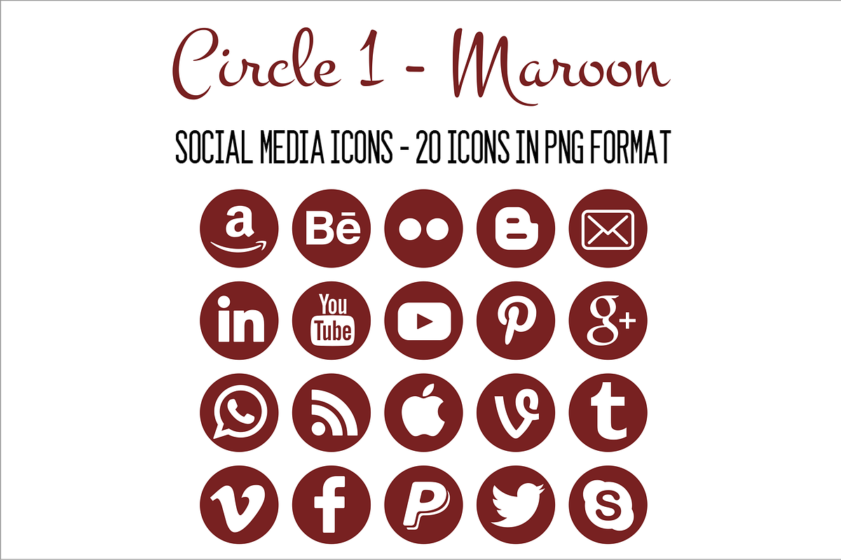 Social Media Icons - Maroon, an Icon by pixelonix