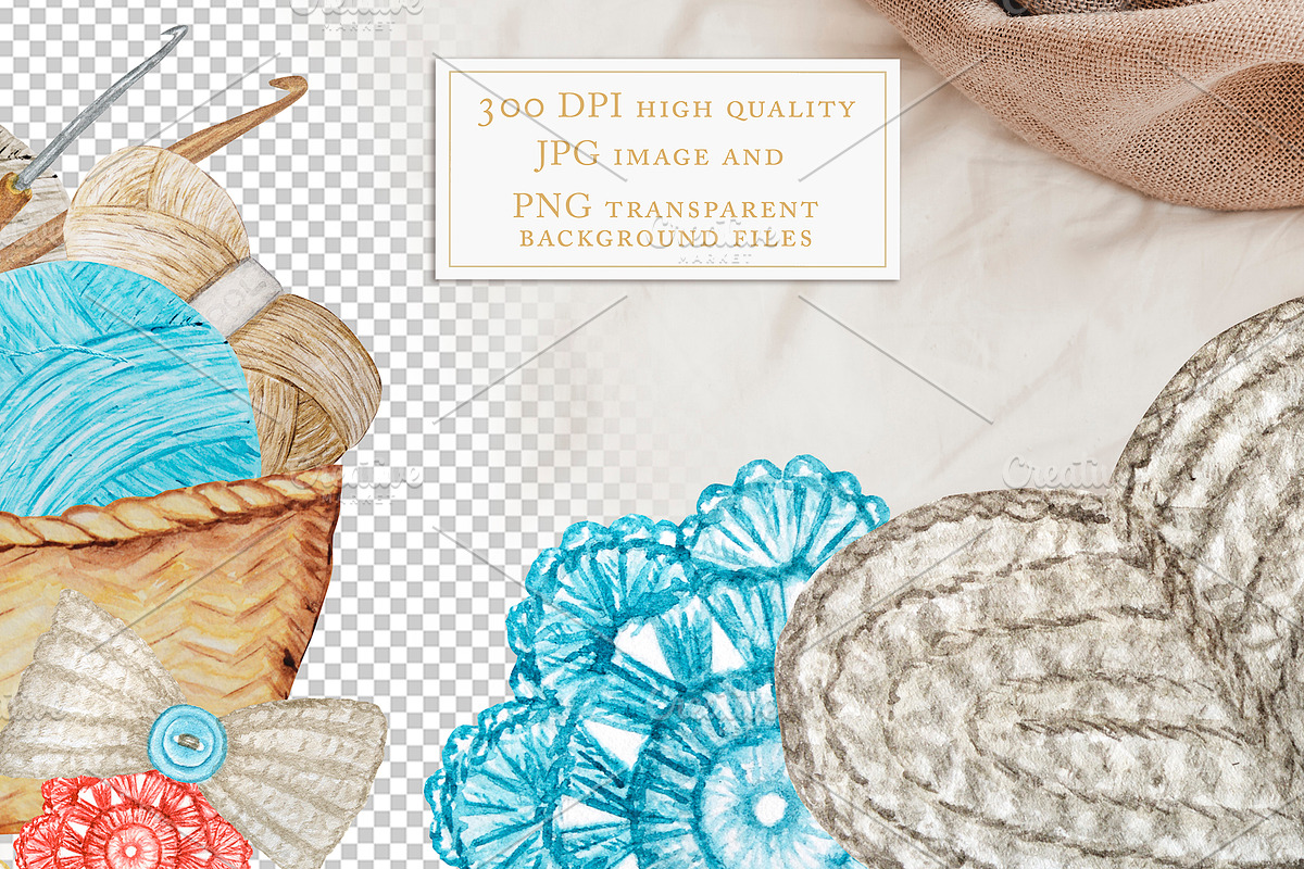 Crochet Knitting Watercolor logotype, an Object Graphic by svetlanaARTdreams (Photo 13 of 13)