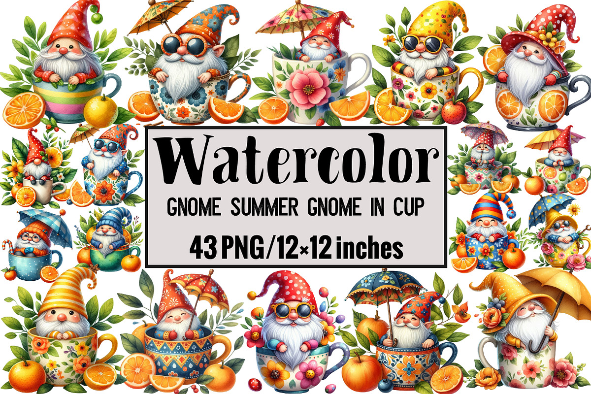 Gnome Summer Gnome in Cup, an Illustration by Design Market (Photo 1 of 3)