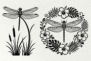 Dragonfly Pond Line Art Graphics, a Decorative Illustration by DENIDigitalArtSudio (Thumbnail 3 of 6)