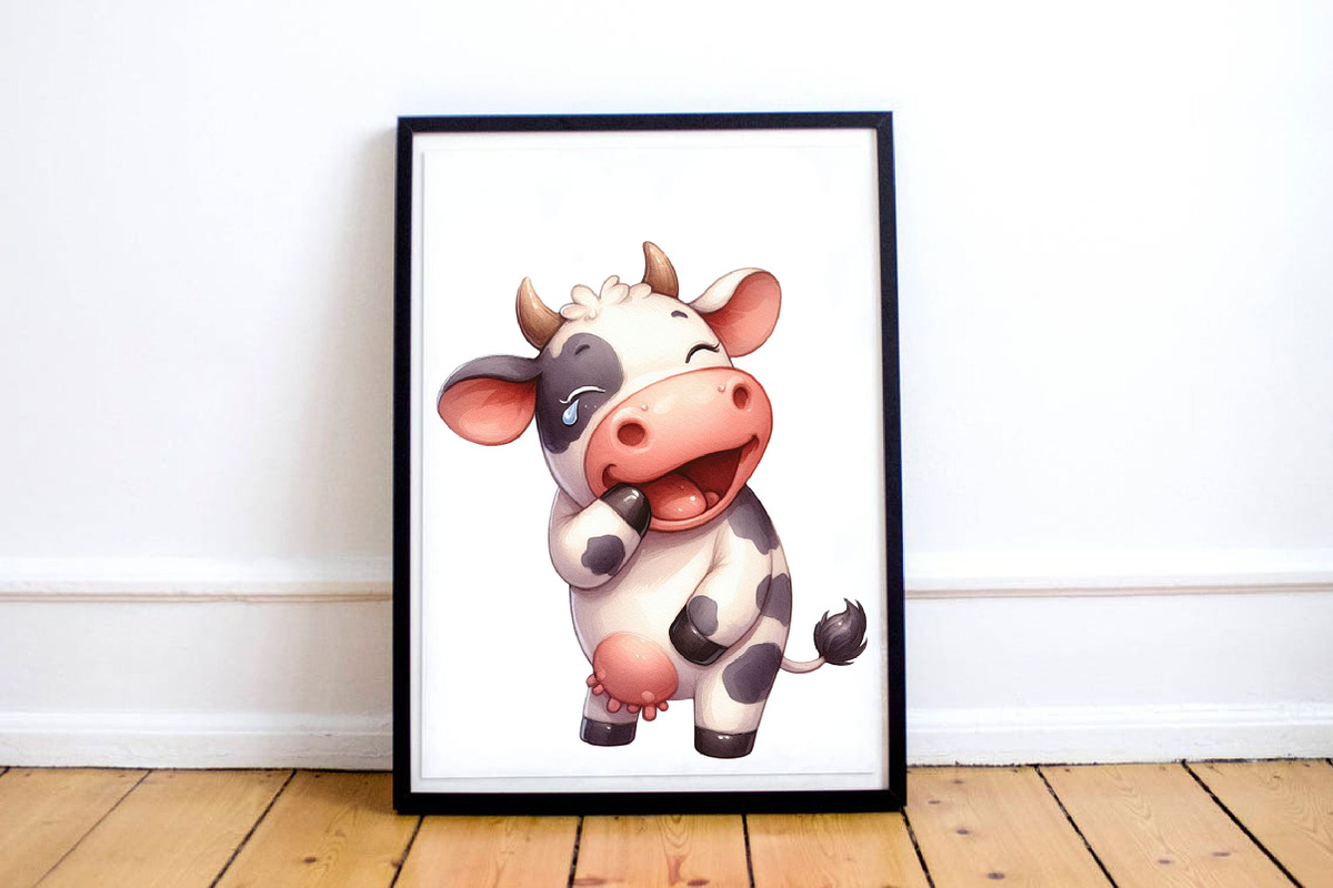 Watercolor Cute Jokes Cow PNG, a Graphic by CitraGraphics (Photo 4 of 6)
