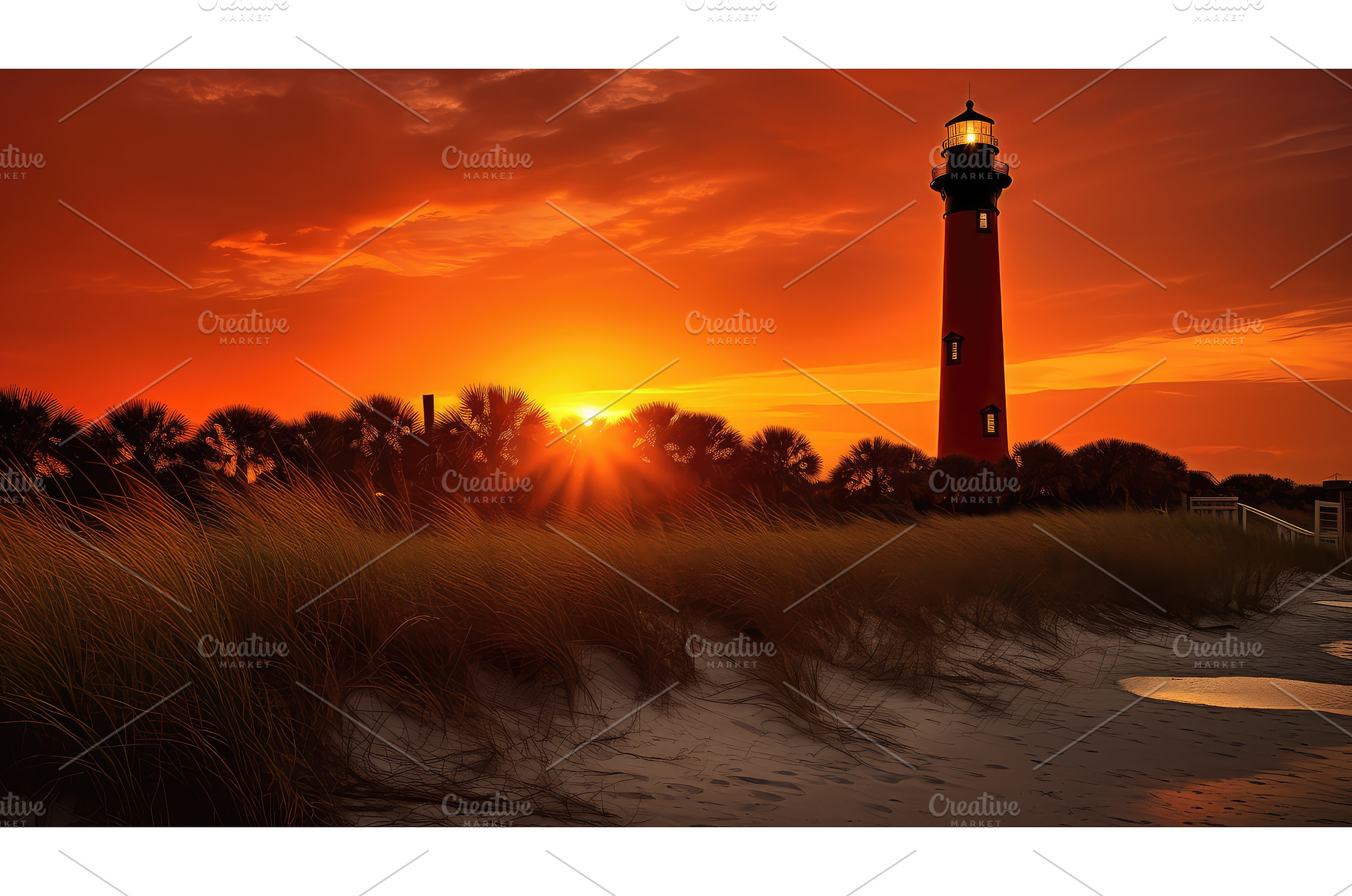 sun ponce inlet light house ai, a Nature Photo by pikepicture