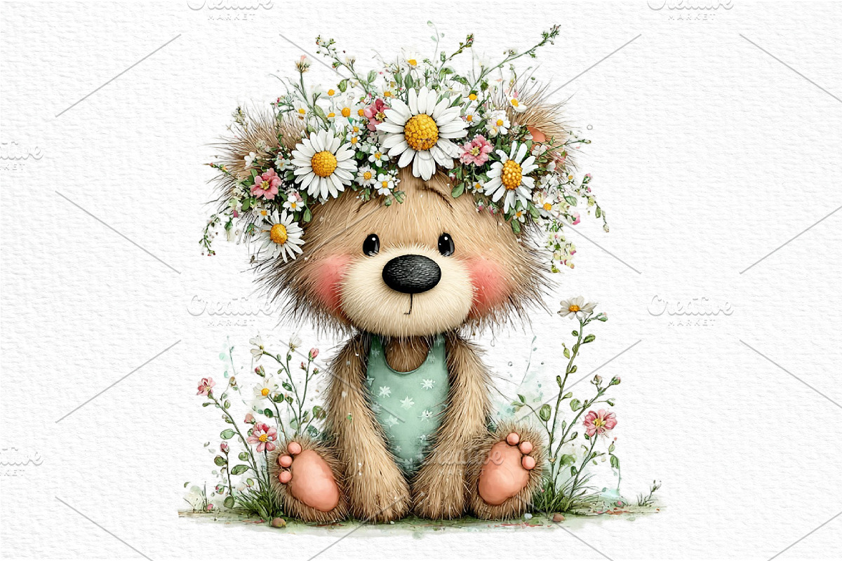 Whimsical Spring Teddy Bear Clipart, an Illustration by Craft Nest (Photo 9 of 11)