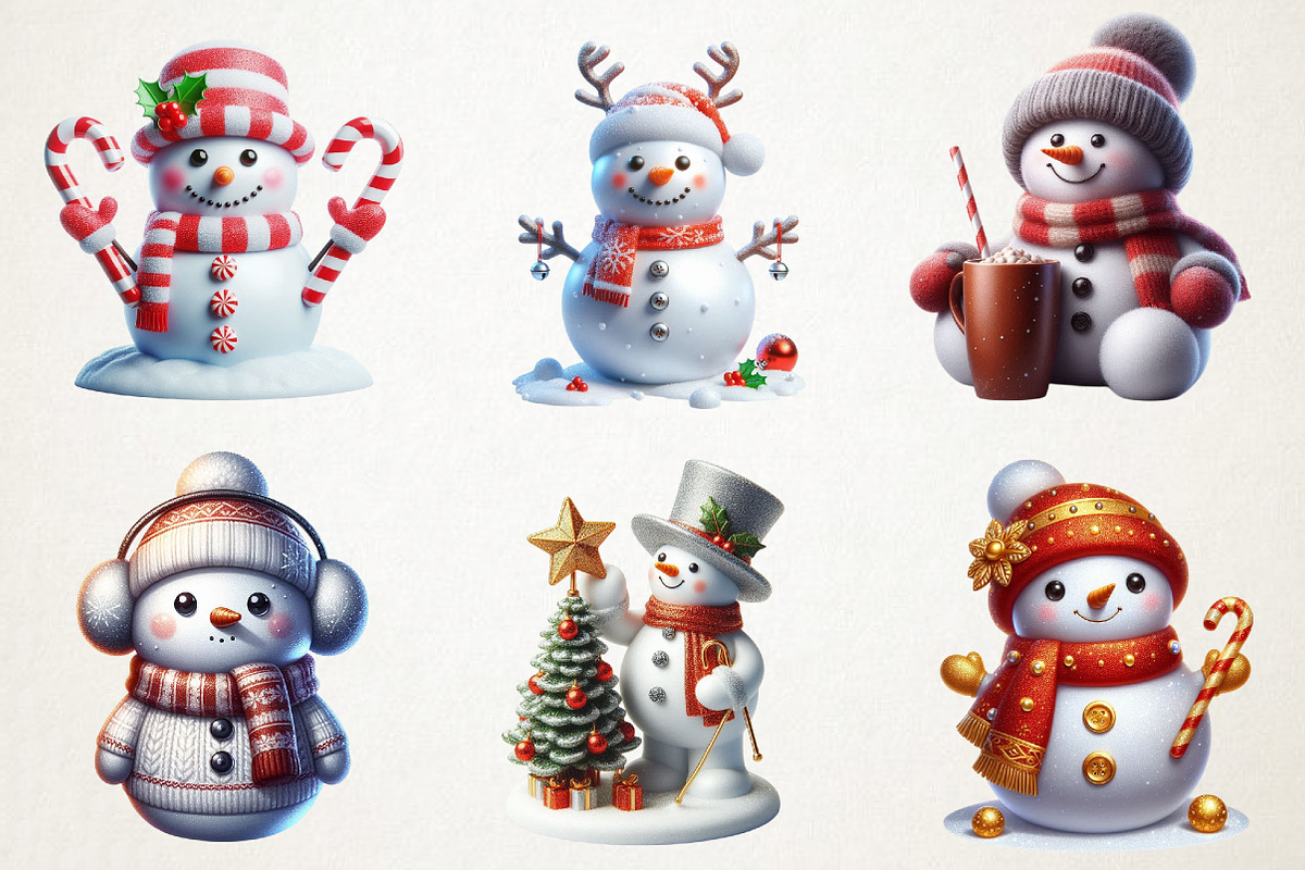 Frosty Snowman Holiday Clipart, an Illustration by RobertsArt (Photo 7 of 7)