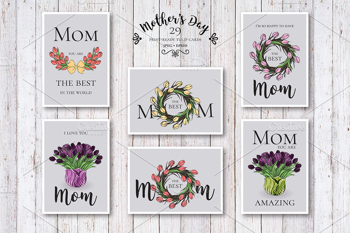 29 Mother's Day tulip cards, an Illustration by NKTN graphics (Photo 3 of 6)