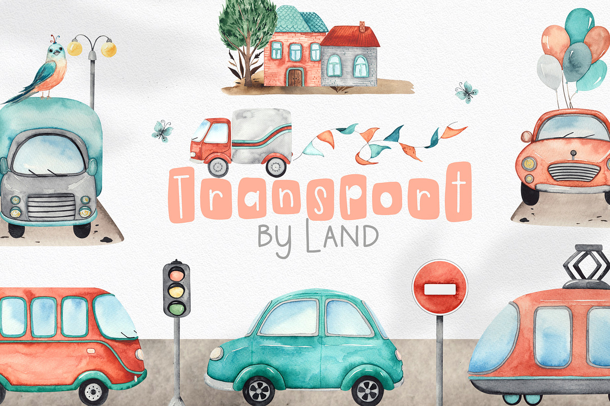 Watercolor Transport by land, an Object Graphic by Ana-Sakuta (Photo 1 of 22)