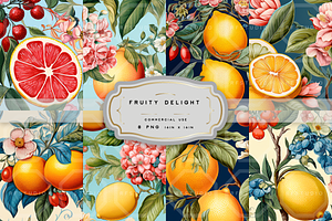 FRUITY DELIGHT. Seamless Bundle of 8