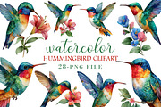 Watercolor Hummingbird Clipart, an Illustration by Libby Wishes (Thumbnail 1 of 4)