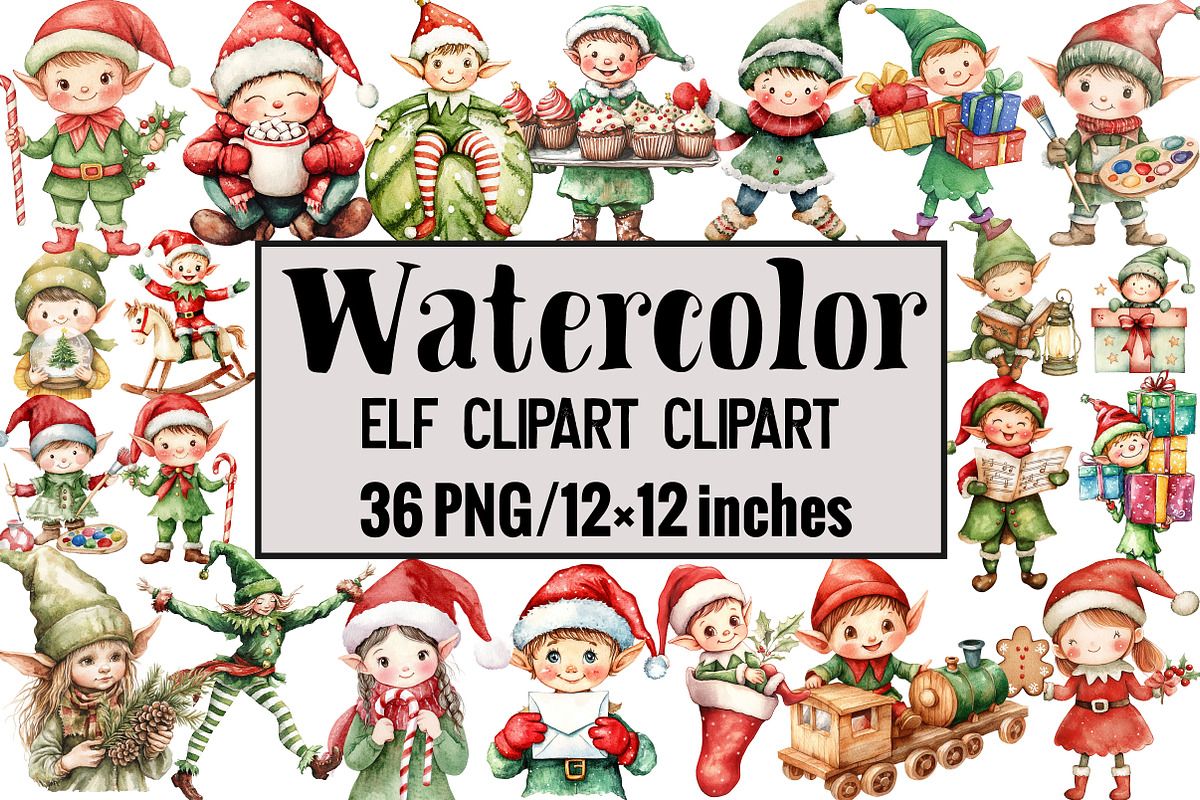 Watercolor Elf Clipart, an Illustration by Design Market (Photo 1 of 4)