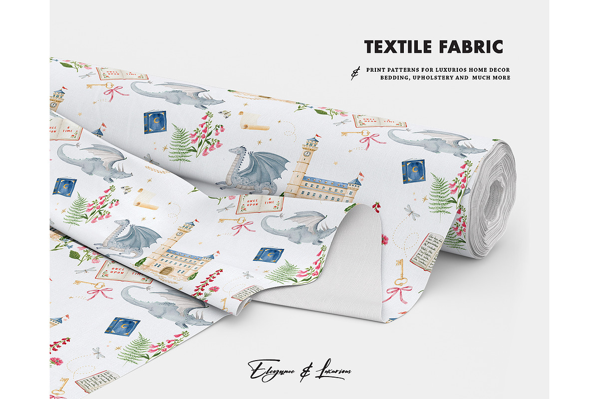 Dragon Castle Kingdom pattern, a Pattern Graphic by Milatoo (Photo 2 of 4)