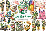 Camouflage Summer Clipart Bundle, an Illustration by Watercolor design (Thumbnail 1 of 5)