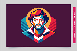 A vibrant, geometric portrait of a m, an Illustration by Tanuart