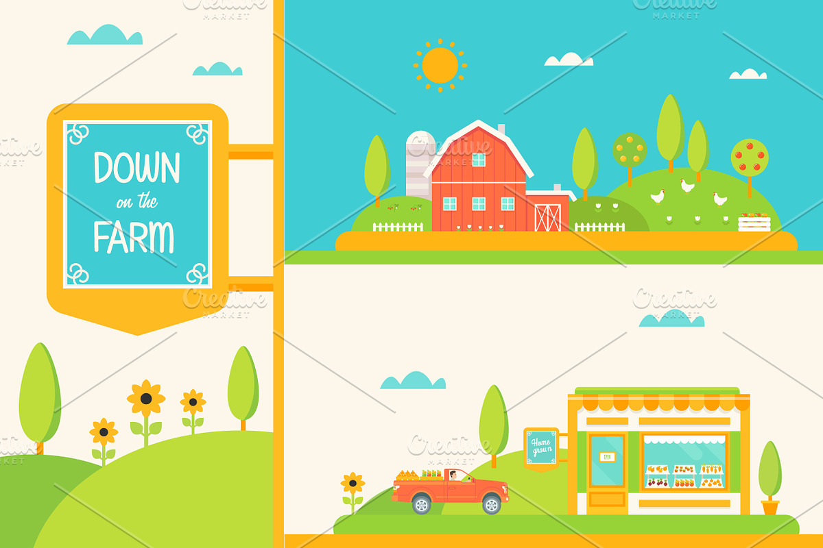 Down on the Farm Vector Set., an Animal Illustration by Julia Batsheva (Photo 1 of 3)