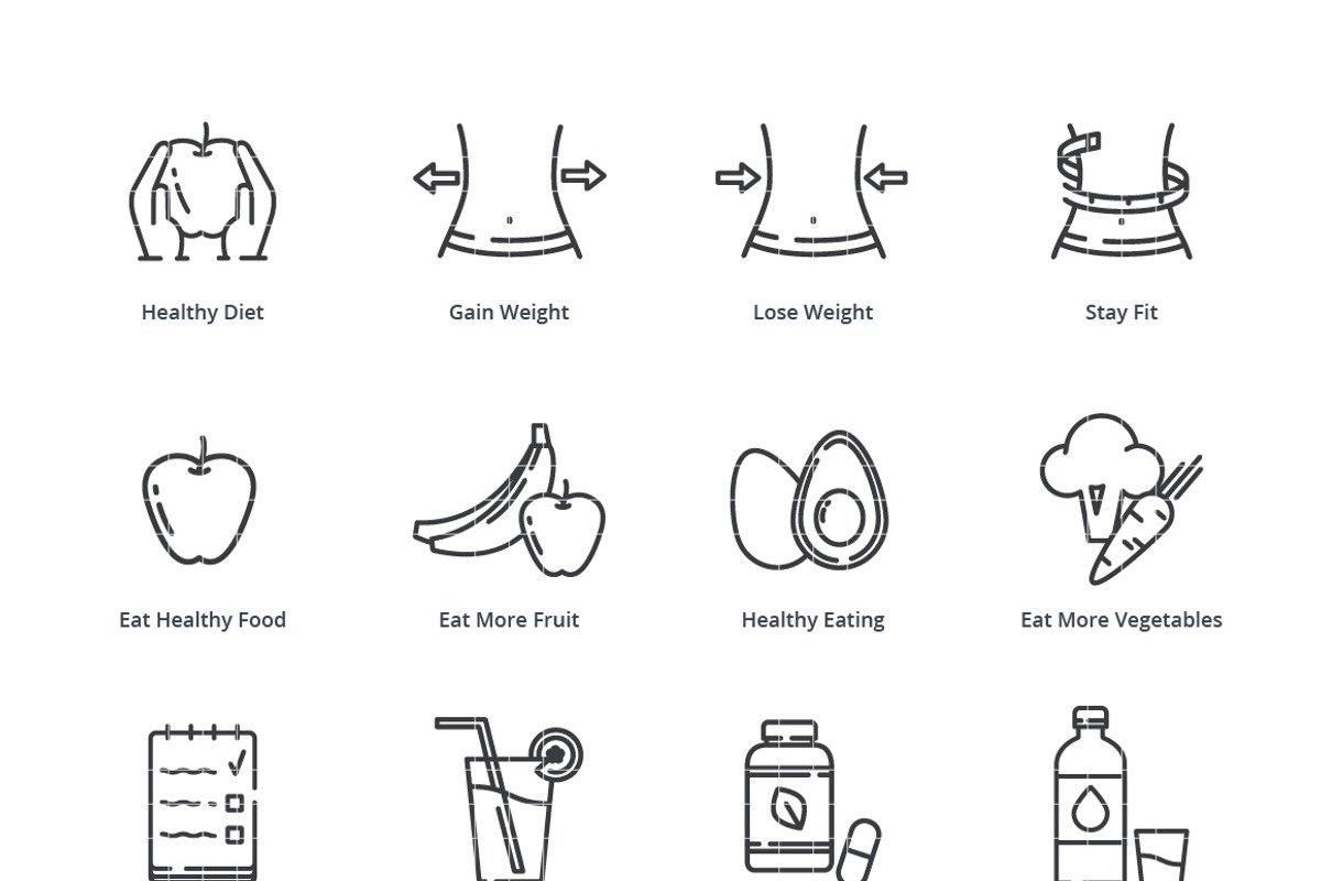 Healthy Lifestyle - Dieting Icons, an Outline Icon by introwiz1 (Photo 3 of 3)