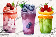 Watercolor Smoothies clipart Part 2, a Food Illustration by TanuschArts (Thumbnail 4 of 5)