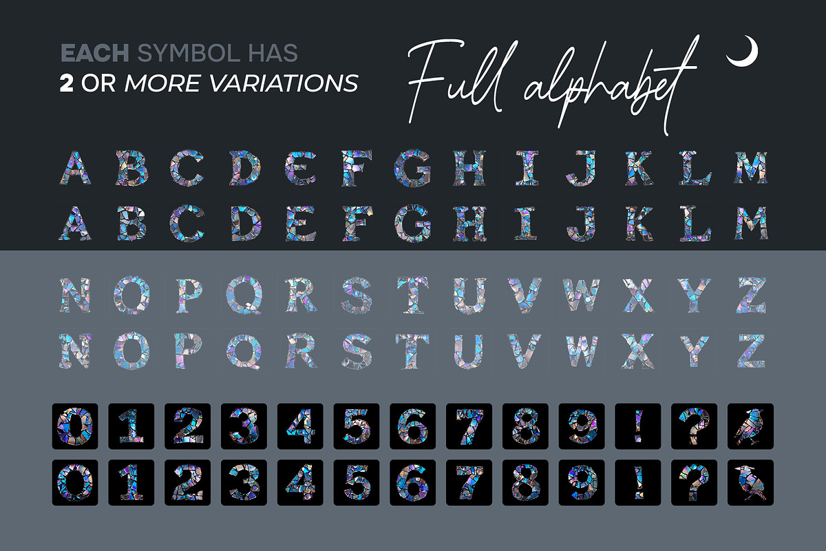 Nacre Glass Mosaic Letter Overlays, a Symbol Font by PhotoSpirit (Photo 3 of 8)