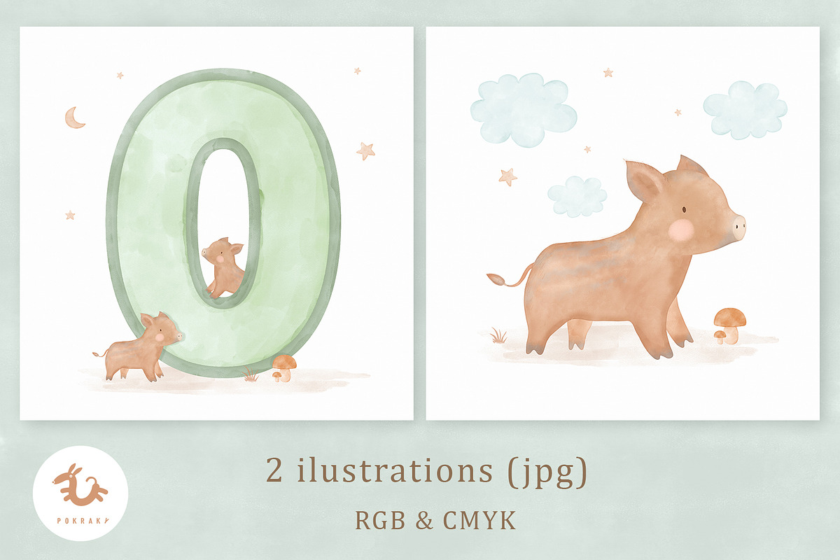Pokraky_Cute Baby Boar, an Animal Illustration by Pokraky (Photo 2 of 5)