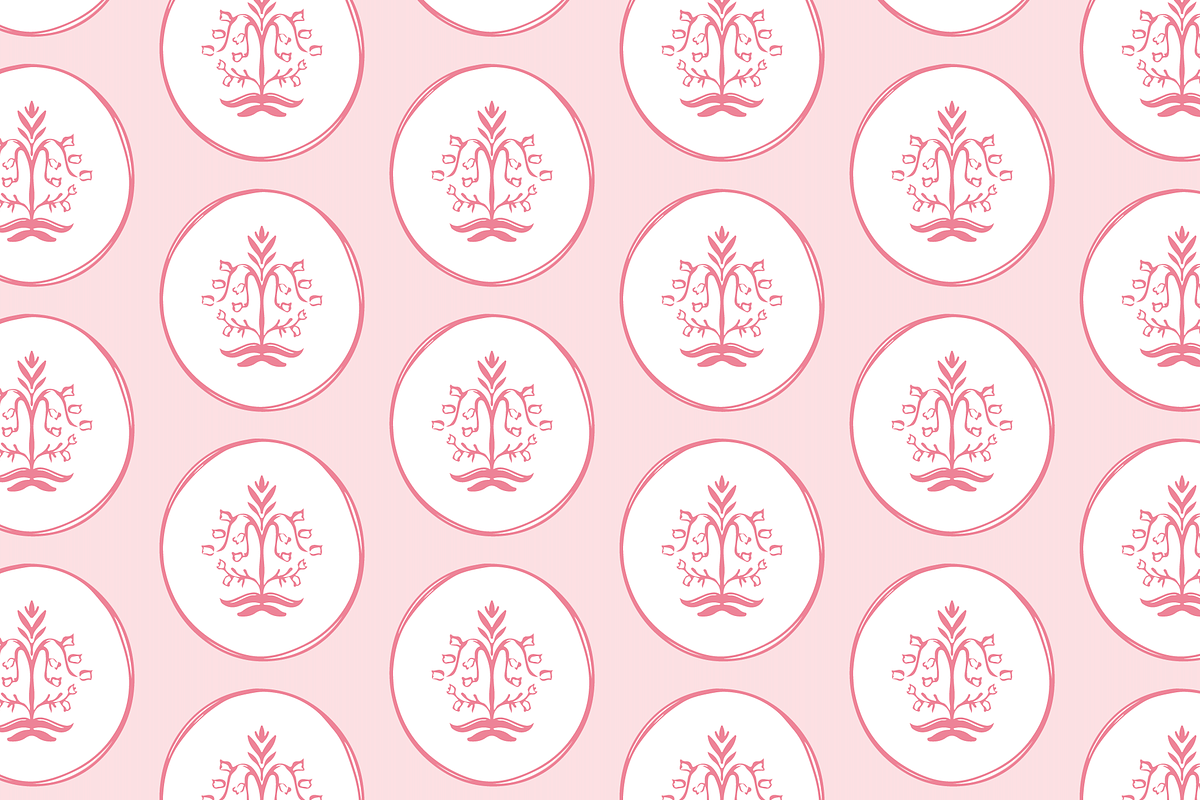 Pink Block Floral and Dot Pattern, a Pattern Graphic by SarahOMaryDesigns
