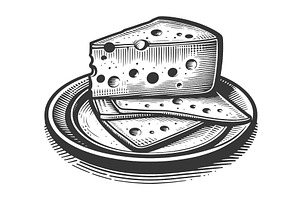 Engraved Cheese Wheel Slices Plate