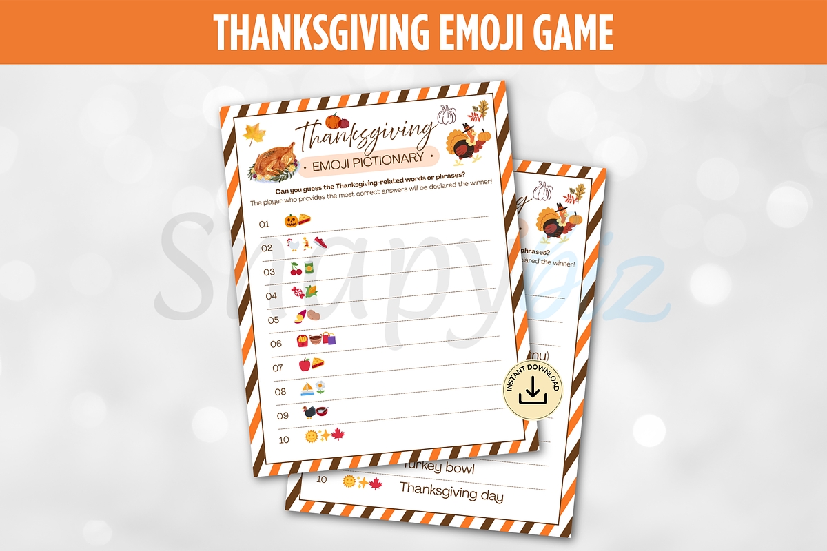 Thanksgiving Emoji Game For Adults, a Card Template by Snapybiz (Photo 7 of 8)