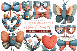 Glitter Plaid Valentine Clipart, an Illustration by DreamArtGraphic
